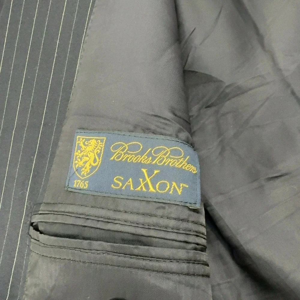 Brooks Brothers Suit Mens 48R 43W Navy Wool Pinstripe 1818 Madison Saxxon USA